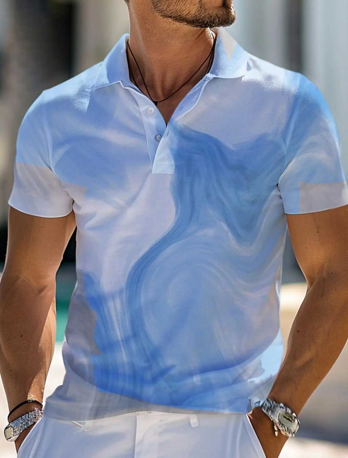 Geometry Mens Polo Sportswear Casual 3D Print Golf Polo Polyester Short Sleeve Turndown T-Shirts Micro-elastic Lapel Polo shirtXJ250108