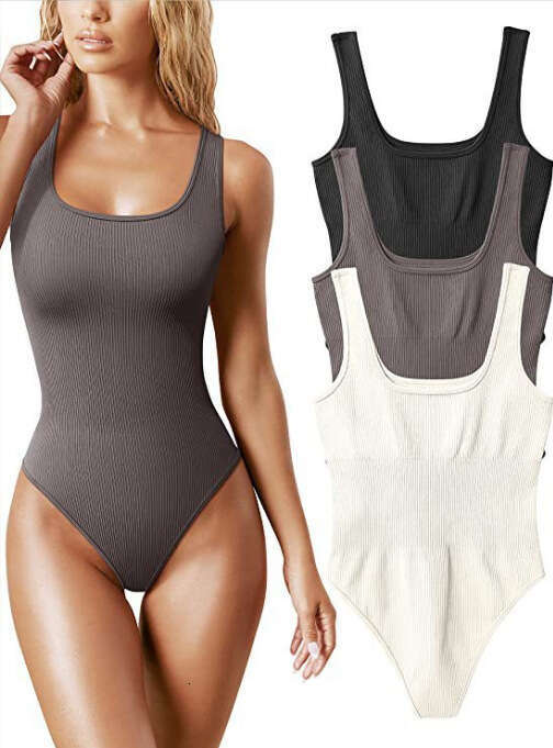 European And American Women's Low Neck Sleeveless Vest Tight Fitting Jumpsuit