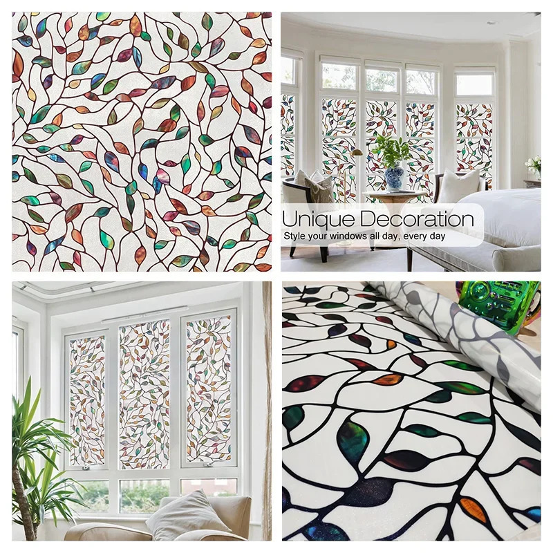 Window Privacy Film Adhesive Static Clings 3D Decorative Flower Stained Vinyl Glass Christmas Sticker 250106