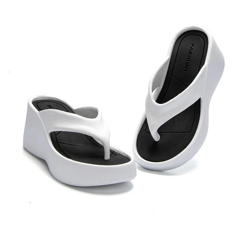 7CM Womens High Heeled Slippers Fashion Street Slides Outdoor Flip Flops Light EVA Comfortable Heightening Shoes 250107