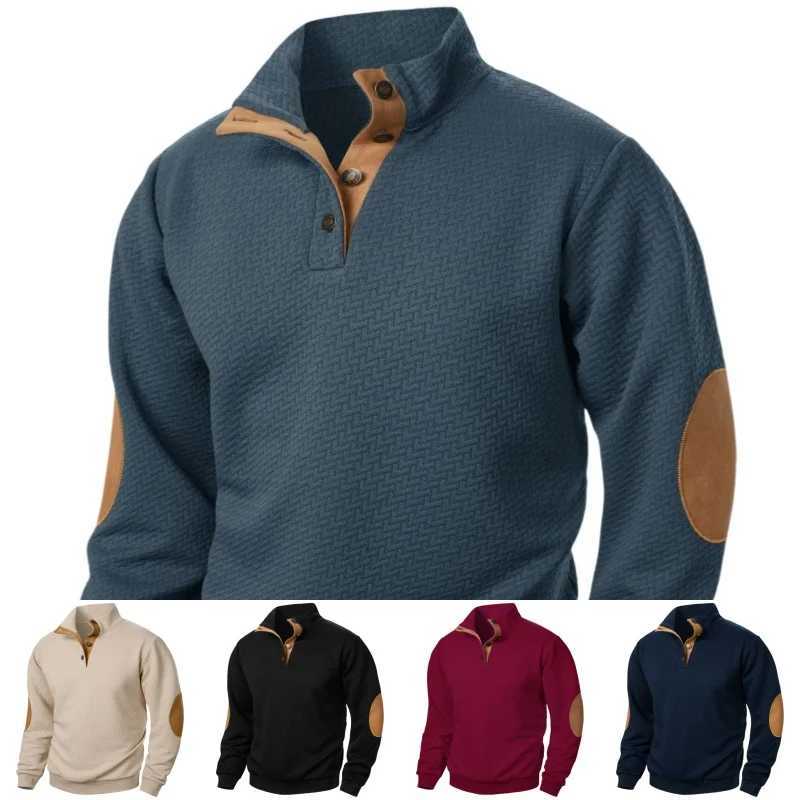 Mens sweatshirt with thick zipper and half button zipper mens hooded sweatshirt outdoor sweatshirt autumn solid color turtle neck sweatshirt W250108