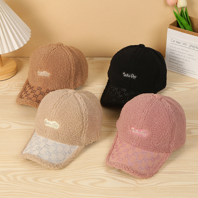Winter tide thickened warm duck tongue cap ladies with solid color baseball cap Yangqi cold plush hat female models