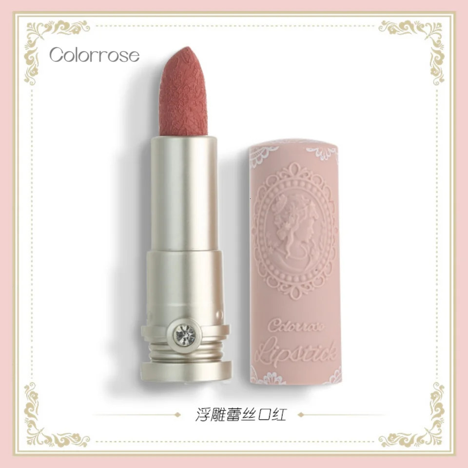 Colorrose Embossed Lipstick Niche Milk Tea Lipstick Cameo Brown Matte Parity Makeup Classical Western Beauty 250108
