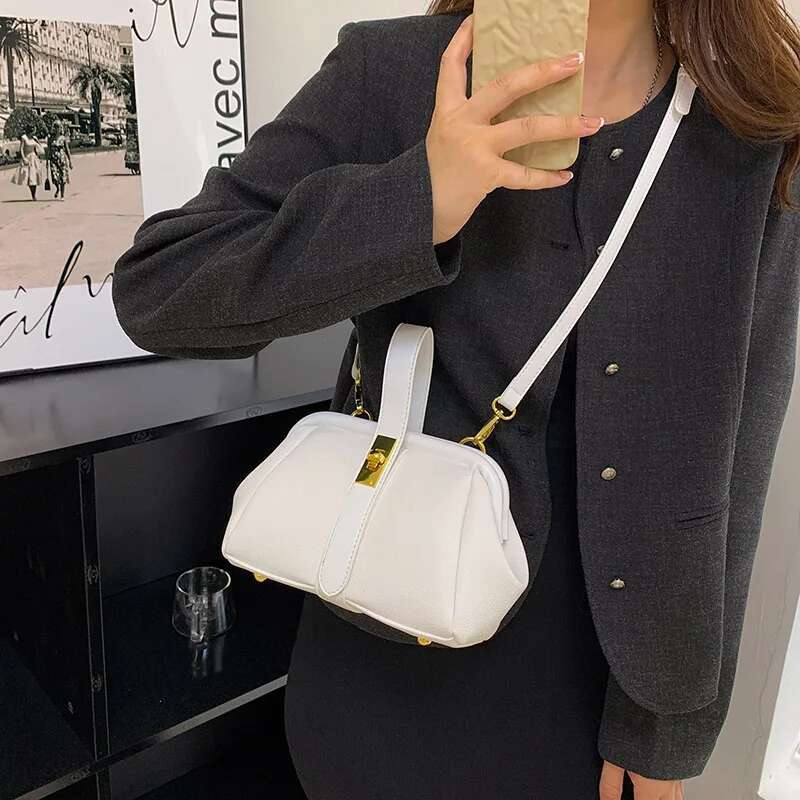 Designer Women Orange PU Leather Small Handbag Clutch Sier Shell Clip Bag Female Gold Blue Crossbody Shoulder Bags