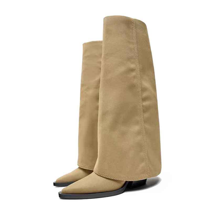 Pointed Designer Toe Women Knee High Boots Fashion Elegant Modern Long Booties Autumn Winter Laides Thick Heel Shoes d225