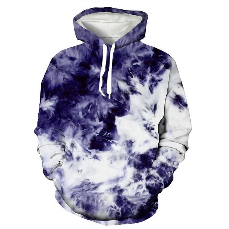 Fashion tie dye pattern mens hoodie simple autumn long sleeved mens 3D printed hoodie casual oversized couple sports shirt W250108