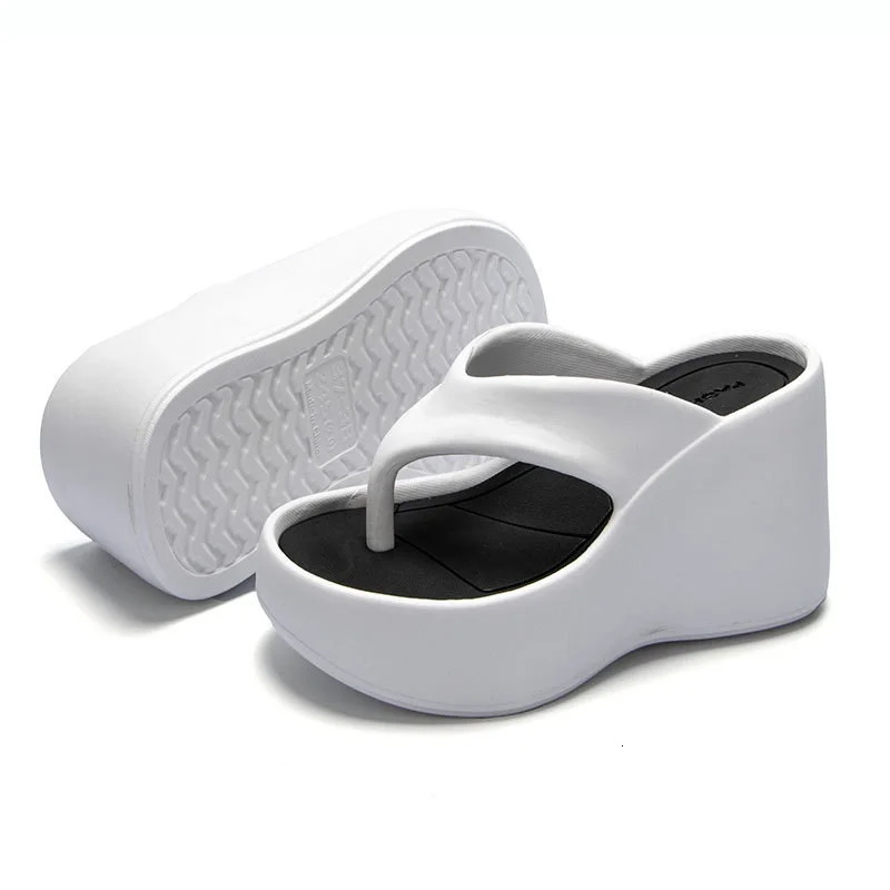 7CM Womens High Heeled Slippers Fashion Street Slides Outdoor Flip Flops Light EVA Comfortable Heightening Shoes 250107