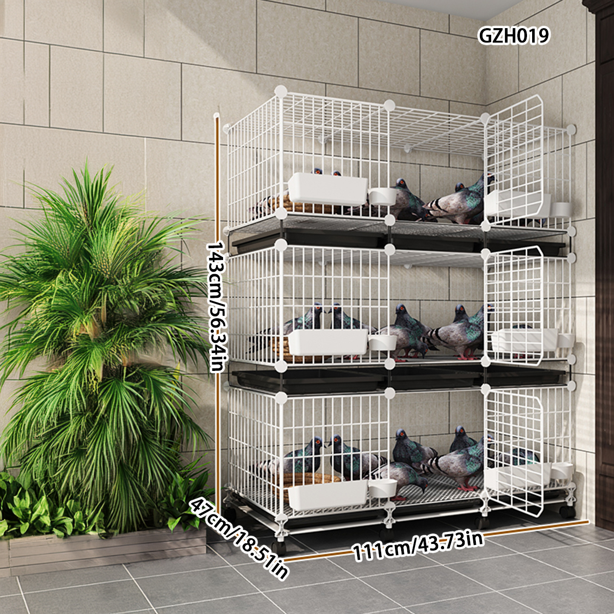 Extra Large Iron Birdcage for Domestic Pigeons with Integrated Mating Nest Box