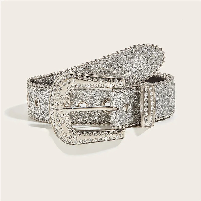 Goth Rhinestone Belts Women PU Leather Strap Rhinestone Belts Western Cow Y2K Fashion Belt For Jeans Dropship Unisex 250107