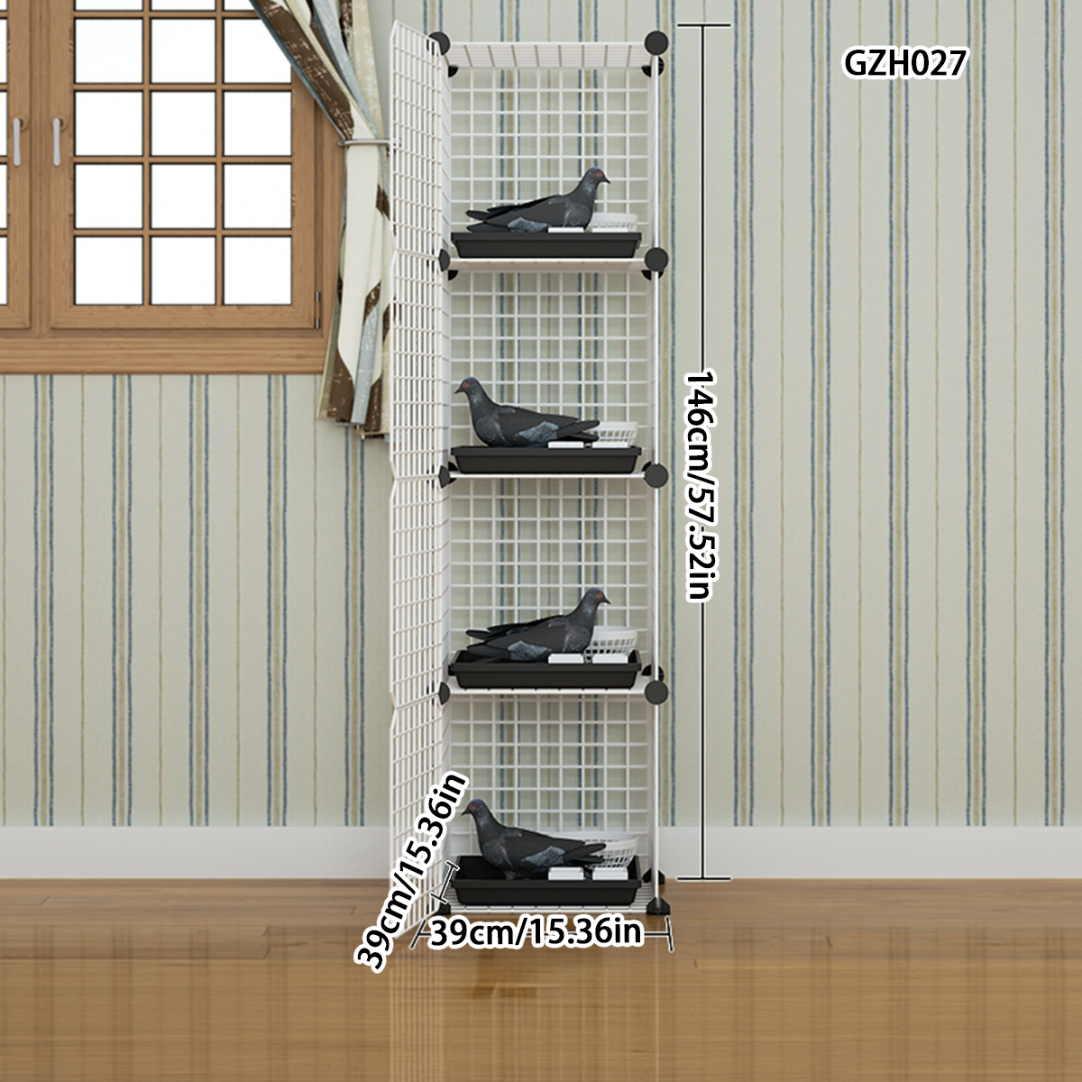 Premium Large Household Pigeon Enclosure Multilayered Iron Birdhouse with White Grid Pattern