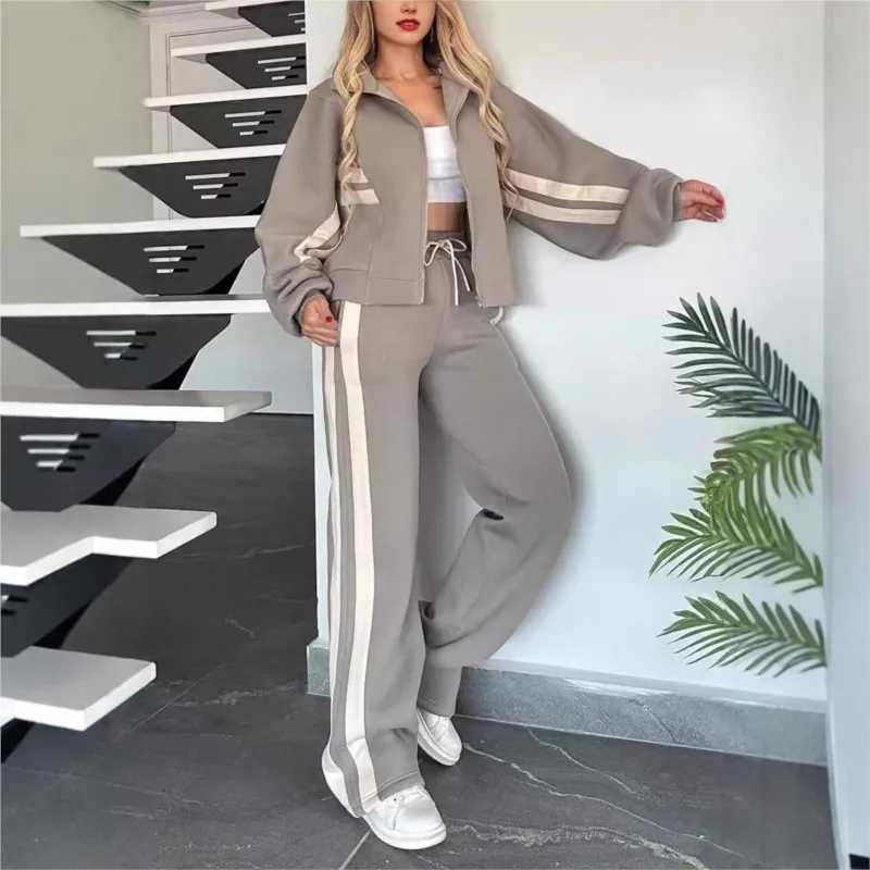 2025 New Zipper Top Set Womens Autumn 2-piece Set Casual Sports Pants Versatile Long Sports Shirt Coats Trouser W250108