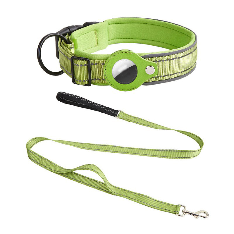 Factory Designer Durable Adjustable Comfortable Soft Padded AirTag Case Pet Dog Collar Handled Leash Set Pet Accessories