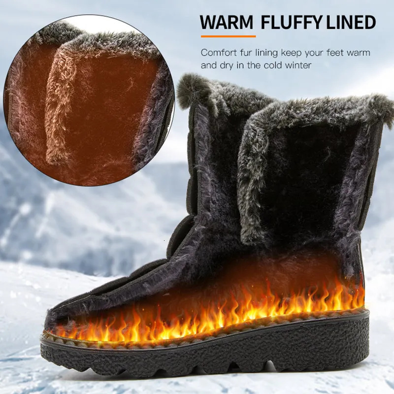 Womens Boots 2024 Trend Winter Shoes For Woman Winter Boots Ankle Low Heels Botas Mujer Waterproof Snow Boots With Fur Shoes 250103