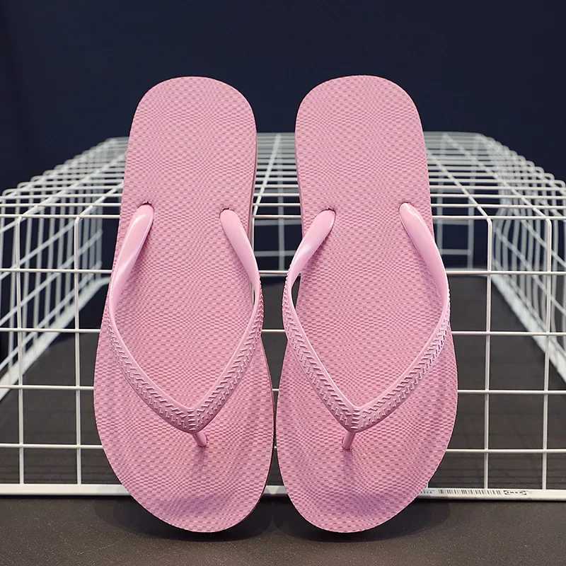 Womens summer slippers solid beach flip anti slip slippers casual shoes home shoes womens simple and comfortable beach shoes W250414