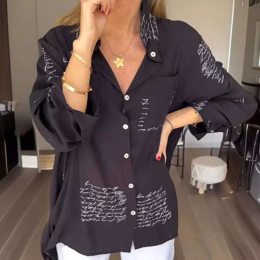 New European And American Spring Tailcoat Fashion Printed Shirt For Women