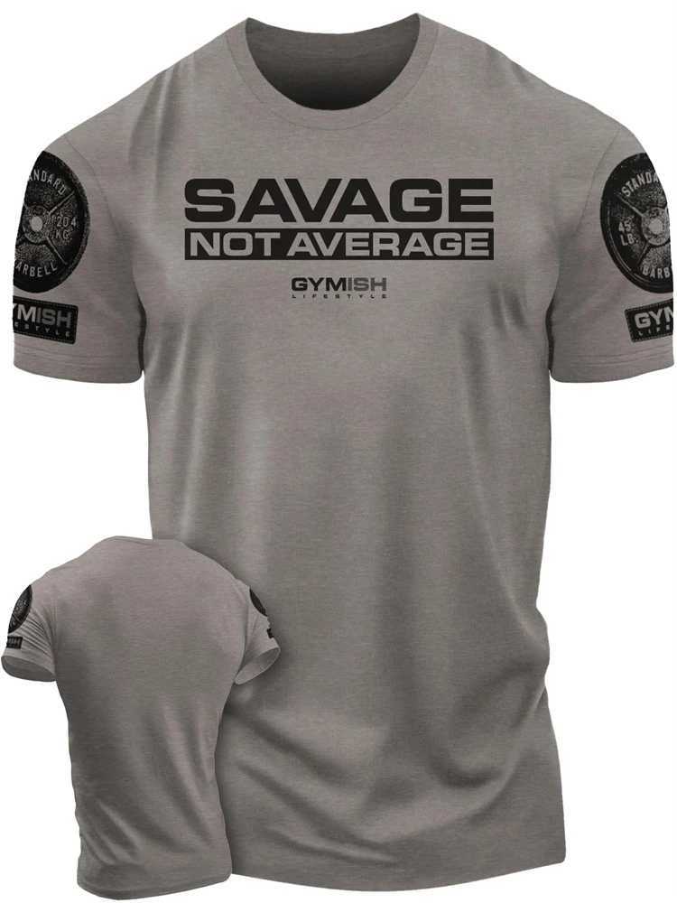 High Quality Mens T-shirt Street Sports Fitness Savage Alphabet Print Daily Short sleeved T-shirt Trend Mens Clothing Grey T-shirt T250108