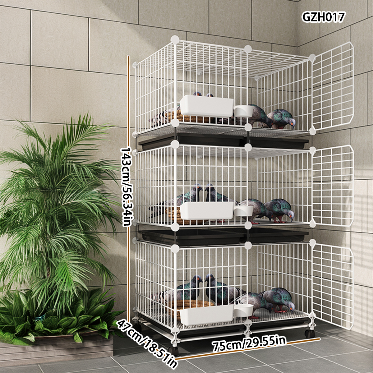 Extra Large Iron Birdcage for Domestic Pigeons with Integrated Mating Nest Box