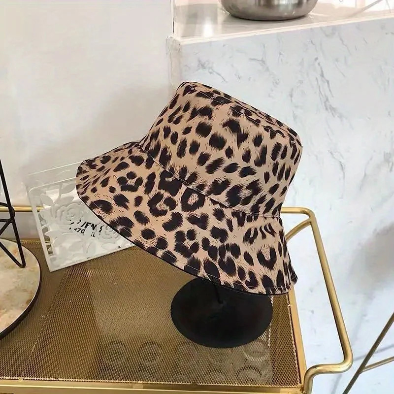 Leopard Print Bucket Hats Reversible Panama Breathable Sun Protection Fisherman Hat For Men Women Summer Sports Hiking Bob Cap 250107