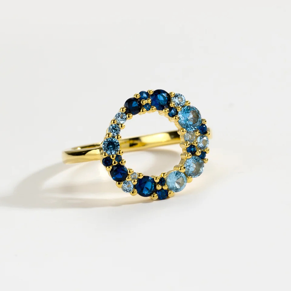 VEWANT 925 Sterling Silver Aquamarine CZ Irregular Blue Rainbow CZ Ring Women Wedding Fine Jewelry Crystal Gift 250106