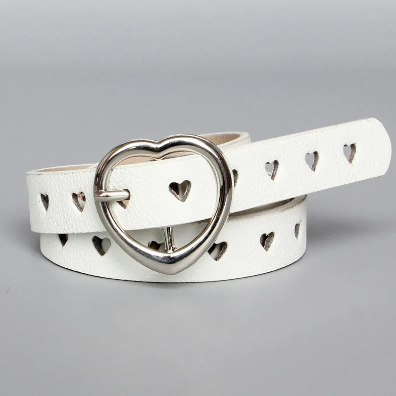 Kawaii Pink Y2k Belt Women Jeans Buckle Adjustable Multicolor Cute Heart Studded Belt Korean Fashion Y2k Accessories 105CM 250107