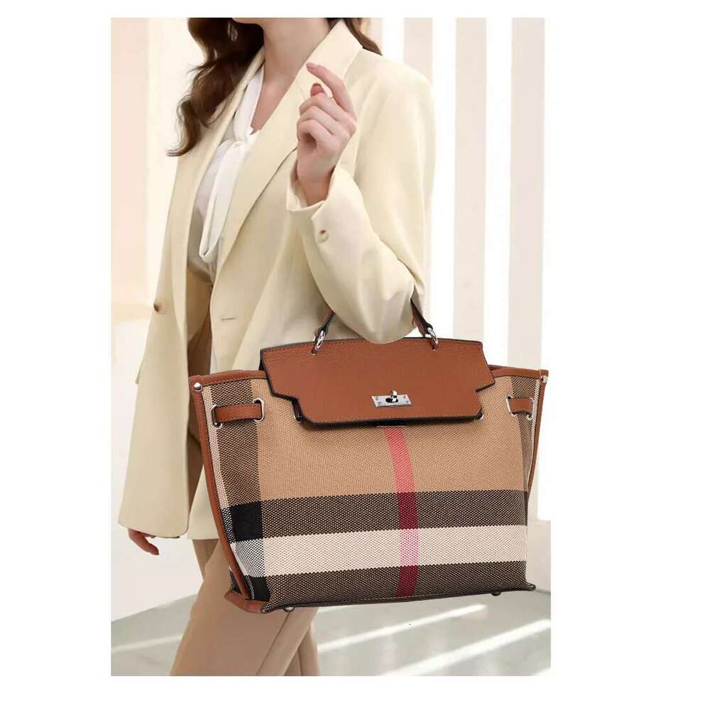 Women's Bags handbag Aidran Retro flap for women, large capacity canvas bag with real cowhide ing, high-end atmosphere novelty of