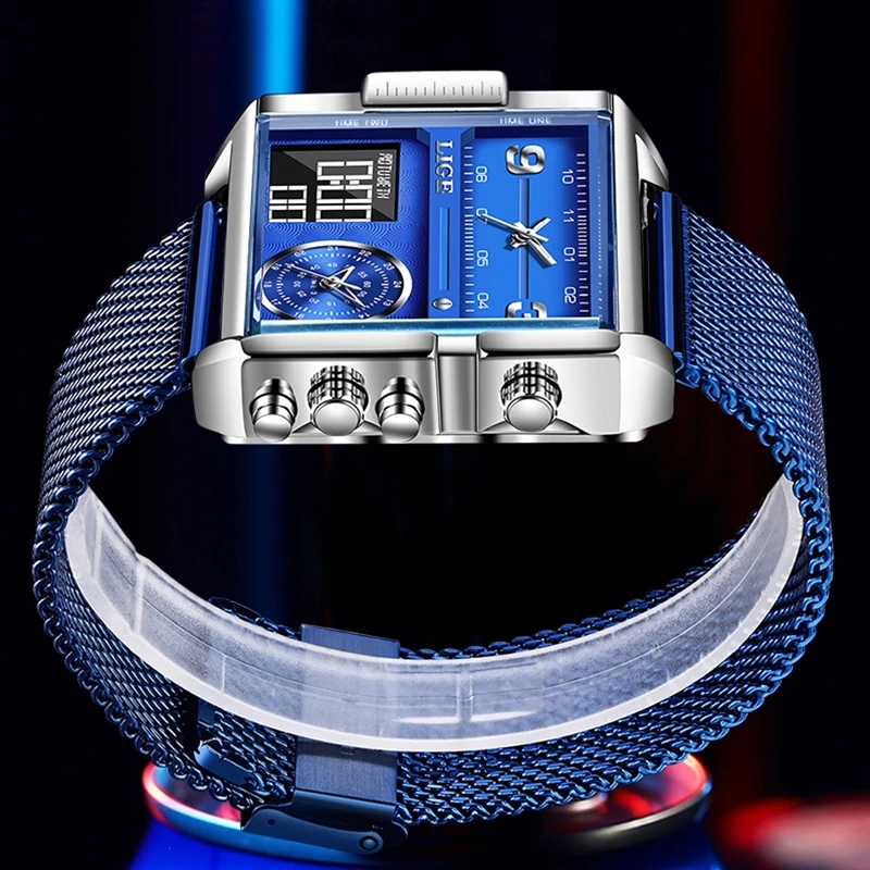 LIGE New Men's Quartz Watch Waterproof Sports Electronic Digital Clock Multi functional Electronic Alarm Clock Student Watch Watch for teenagers