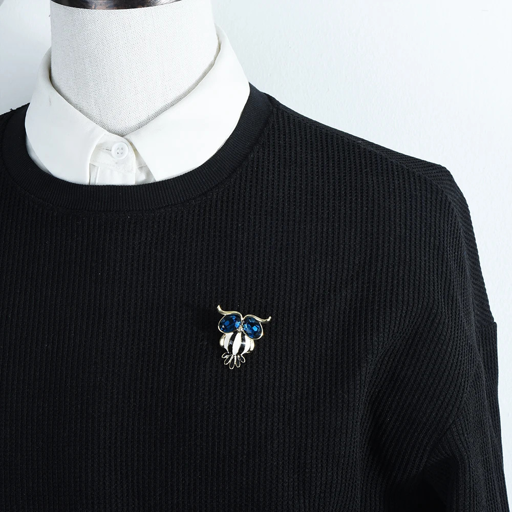 ICEYYSilver Enamel stripe Owl Brooch Big Eye Animal Lapel Pin Mens Suit Badge Scarf Buckle Clothing Party Women Accessories 241230
