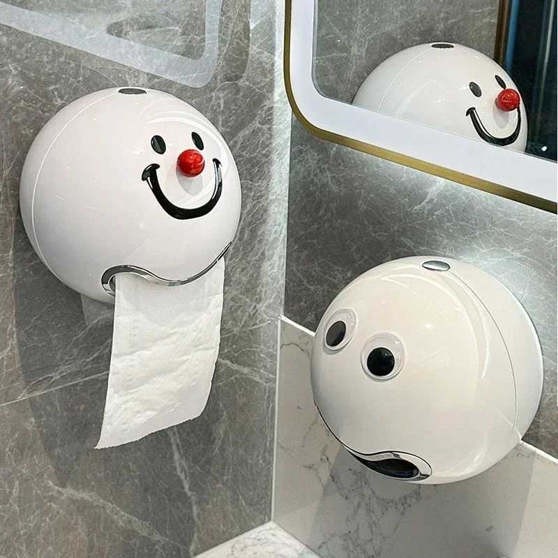 Creative smiley face non punched toilet paper box wall mounted toilet tissue box toilet paper roll absorbent paper box Y250107