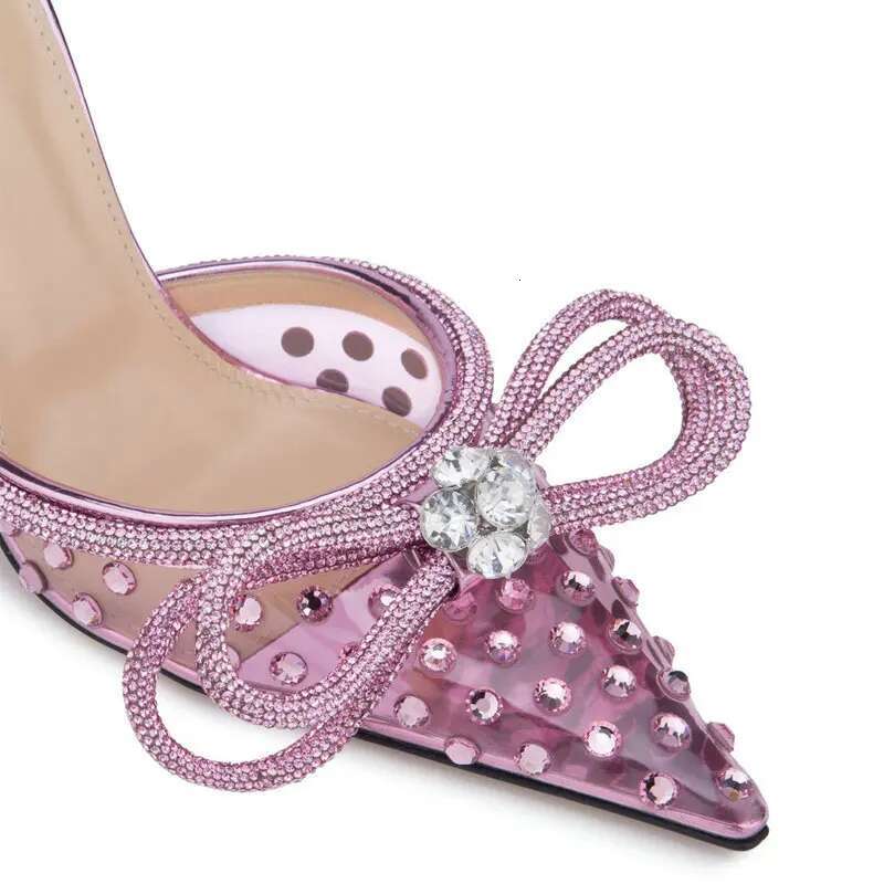 2024 New Women's Crystal Sandals Stiletto Heel Pointed Toe High Heels Party Banquet Wedding Shoes