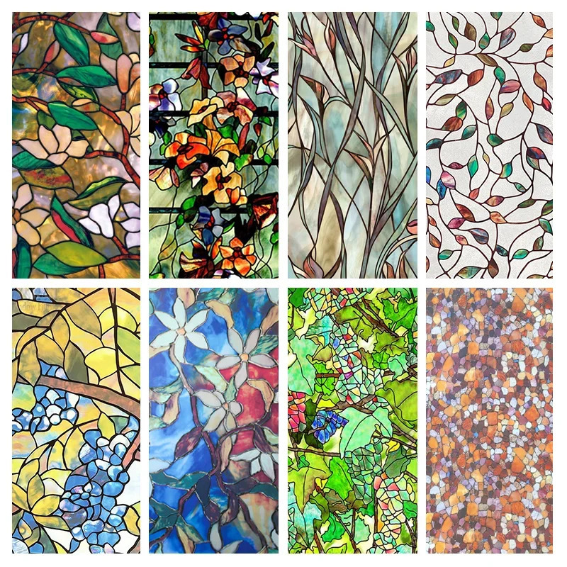 Window Privacy Film Adhesive Static Clings 3D Decorative Flower Stained Vinyl Glass Christmas Sticker 250106