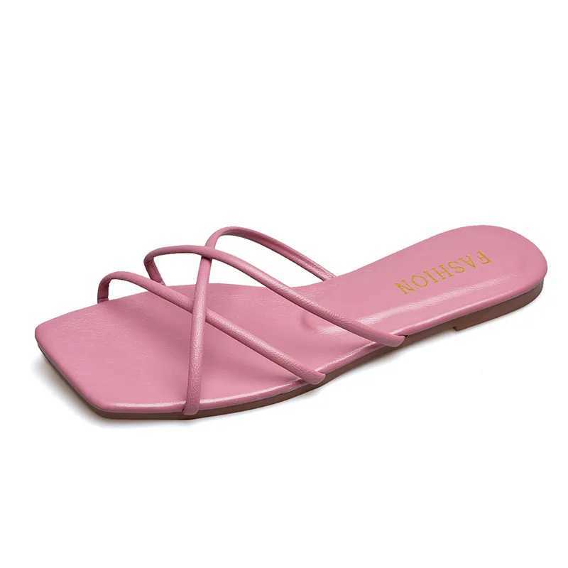 New Arrival Womens Shoes Plus Size 35-43 Summer Womens Shoes Outer Flat Slide Flip Casual Candy Color Sandals Zapatos De Mujer T250108