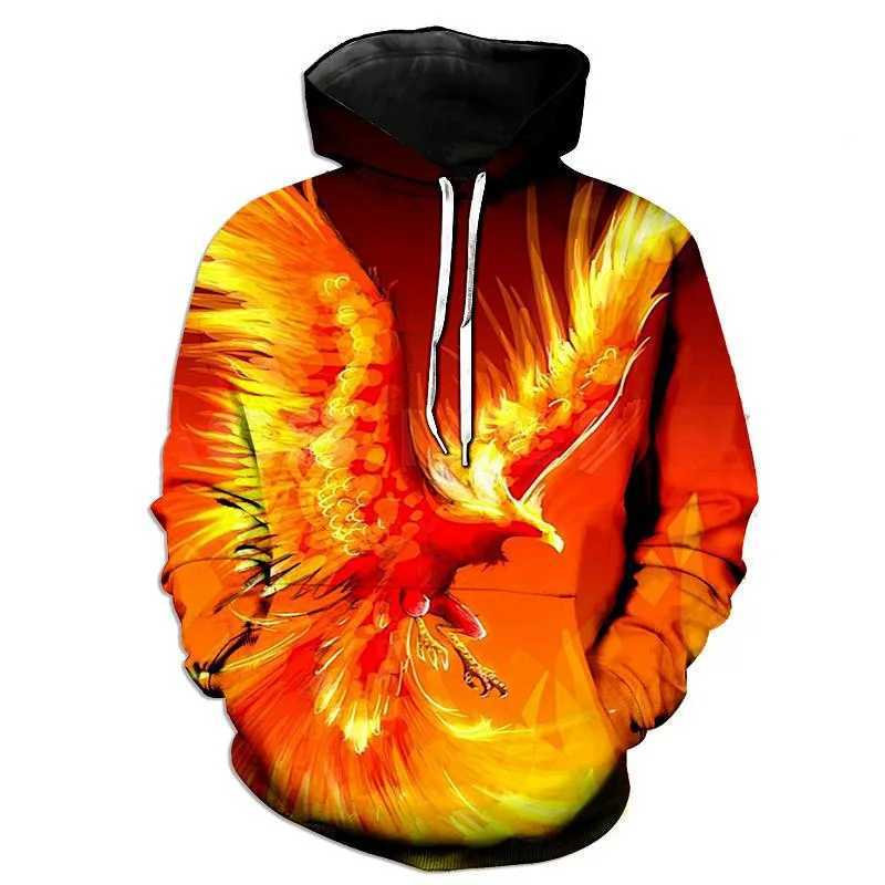 Fashionable Fire Phoenix Bird Hoodie Flame Phenix 3D Printed Mens New Hoodie Street Clothing Zipper Hoodie Sportswear Clothing W250108