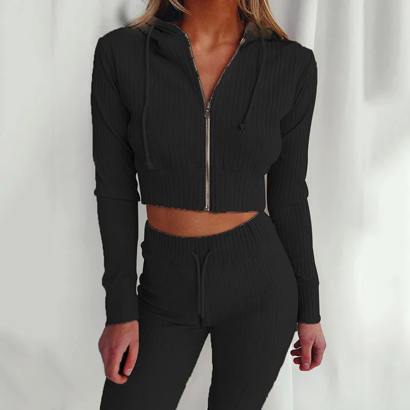 Womens Tracksuit Casual Solid Long Sleeve Hooded Sport Suits Autumn Warm Hoodie Sweatshirts and Pant Fleece Two Piece Sets 250106