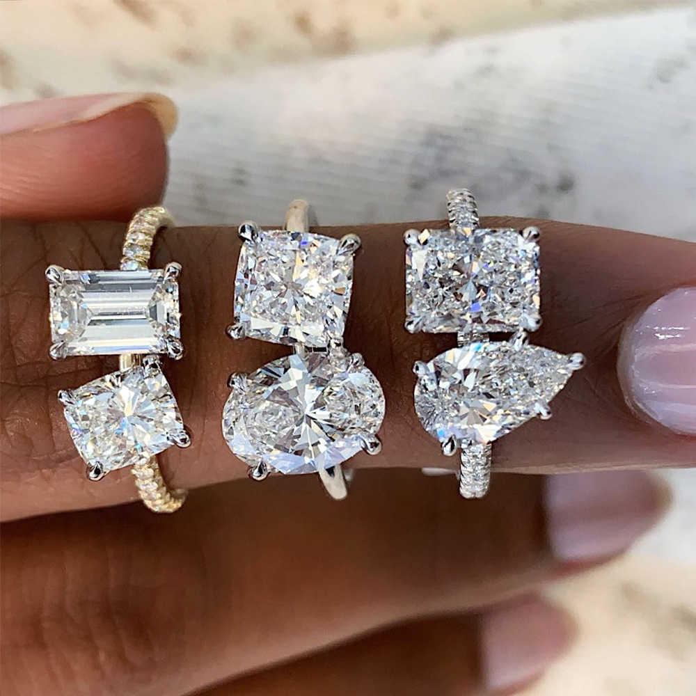 Wholesale Engagement Femme En Or Bijoux Homme Radiant Moissanite Diamond 925 Silver Rings Jewelry Manufacturer Custom Jewelry