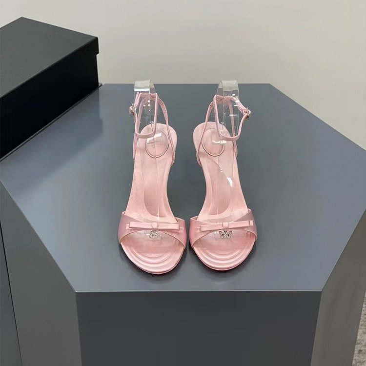 Women Sandals High Heel Bow Design Sensation New Fashion Diamond Versatile Triple Black Pink Free shipping