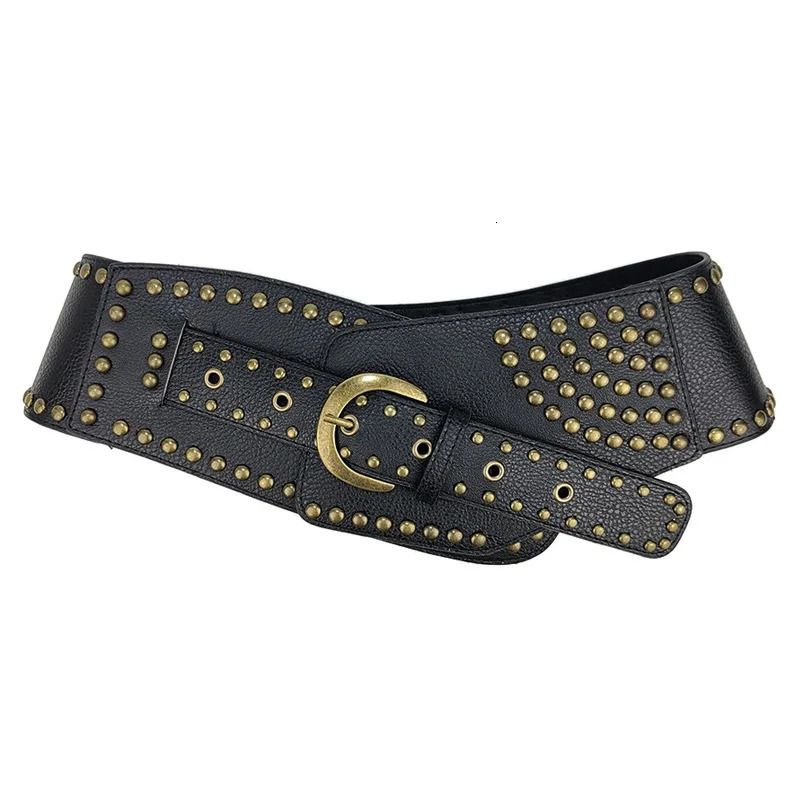 Y2K Rivet Ring Belt Vintage Punk Style Crop Belts Women Fashion Hollow Out Decorative Concave-shaped Belt Streetwear 250107