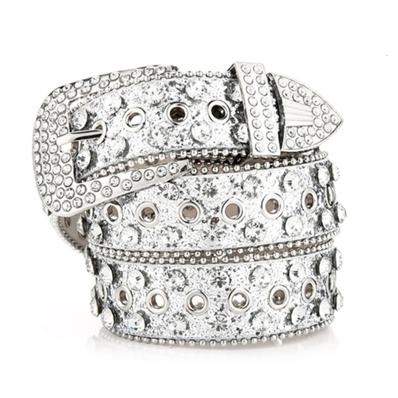 Goth Rhinestones Belts Women PU Leather Straps Rhinestones Belts Cow Y2K Fashion Belt for Jeans Men 250107