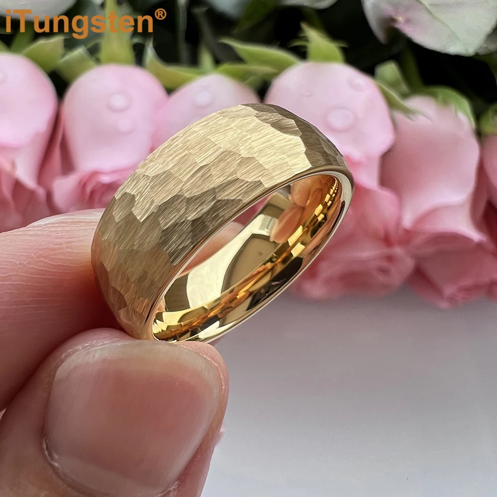 iTungsten 6mm 8mm Men Women Black Hammered Tungsten Carbide Ring Engagement Wedding Band Trendy Jewelry Domed Comfort Fit 250107