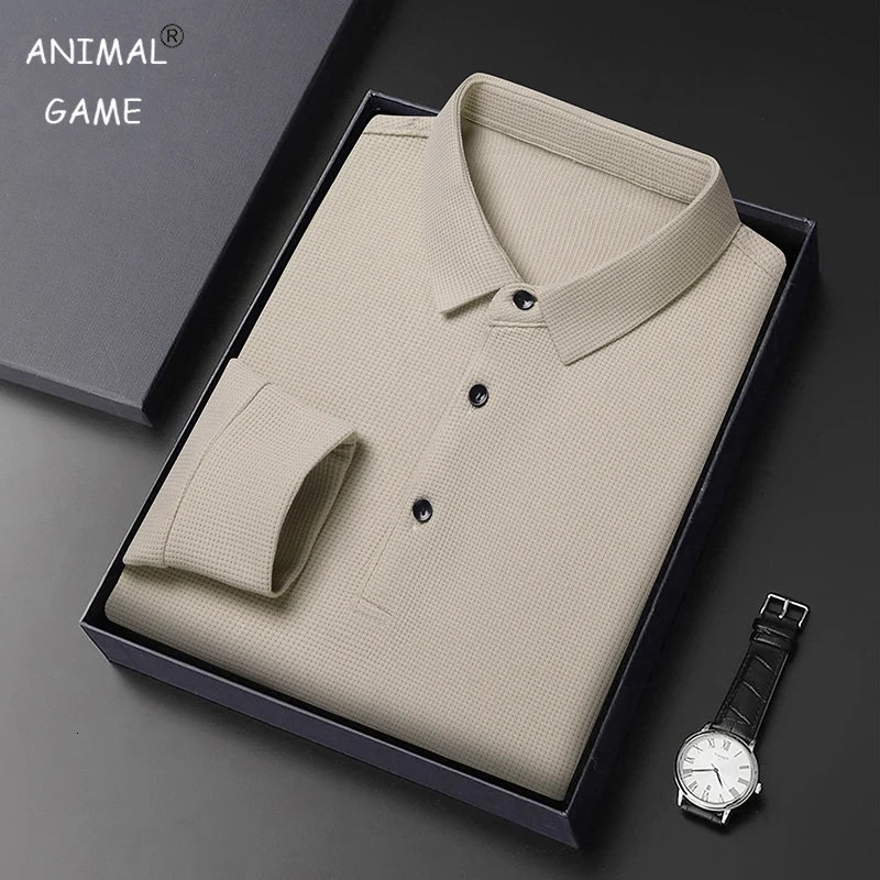 Mens Long Sleeve T Shirt Button Lightweight Lapel Loose Polo Shirt Solid Color Top 250107