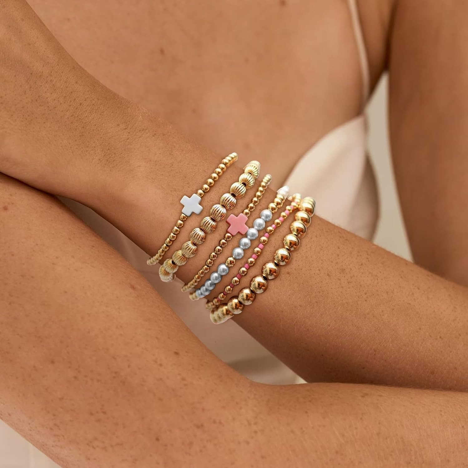 Vlen Shell Womens Flower Bracelet Fashion Lucky Jewelry Gold Plated 18K Bead Bracelet Minimum Pulseras Mujer W241004