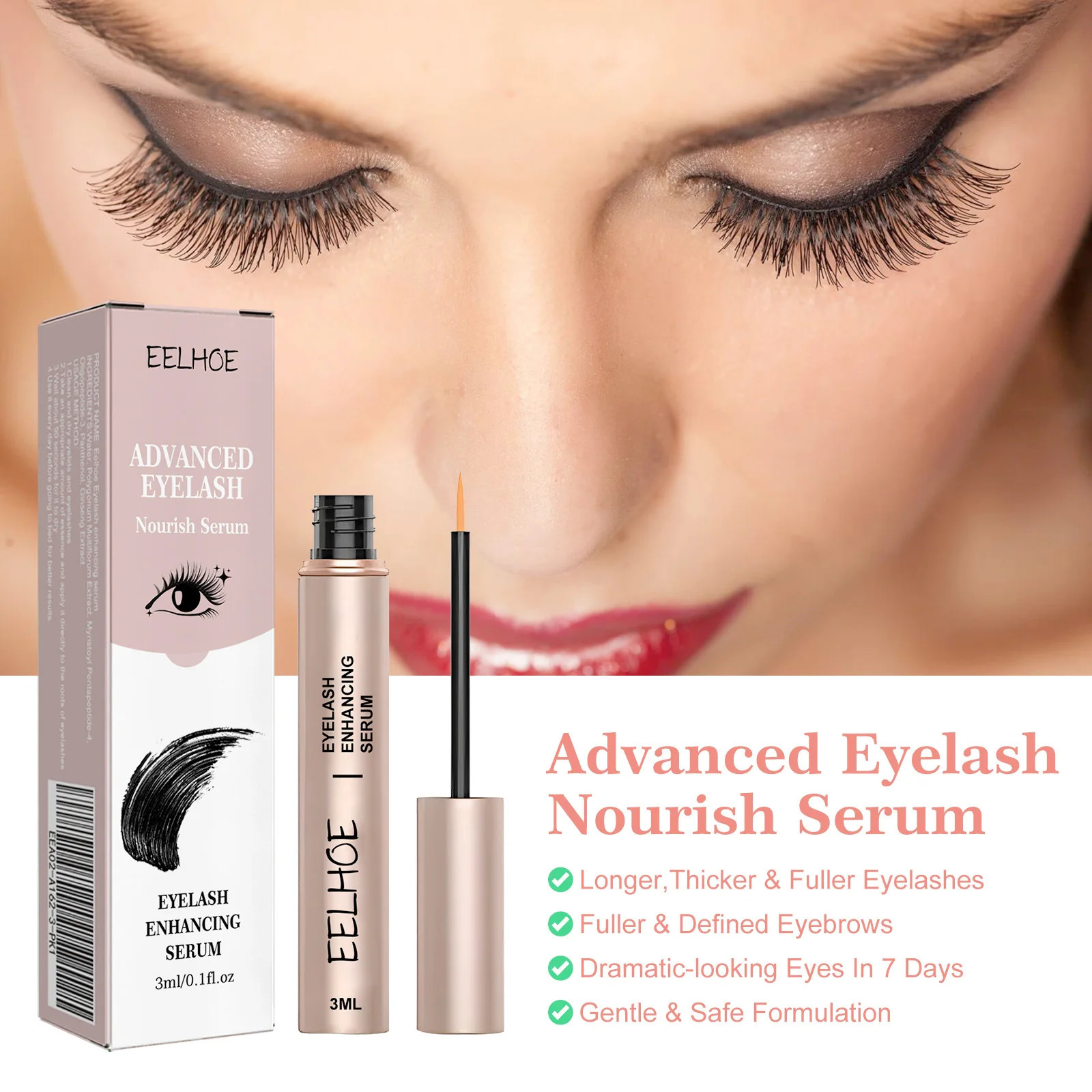EELHOE Flash Serum for Eyelashes Strengthen Eyelash Curl Lengthening Eyelashes Deep Nourishing Eyelash Enhancement Accessories 250107