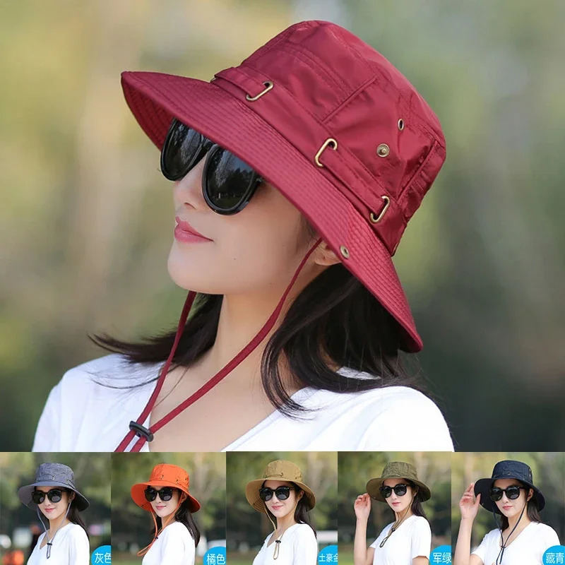 Unisex Summer Sunscreen Wide Brim Bucket Hats Women UV Protection Waterproof Panama Caps Hunting Sun Fisherman Hat for Mens Bob 250107