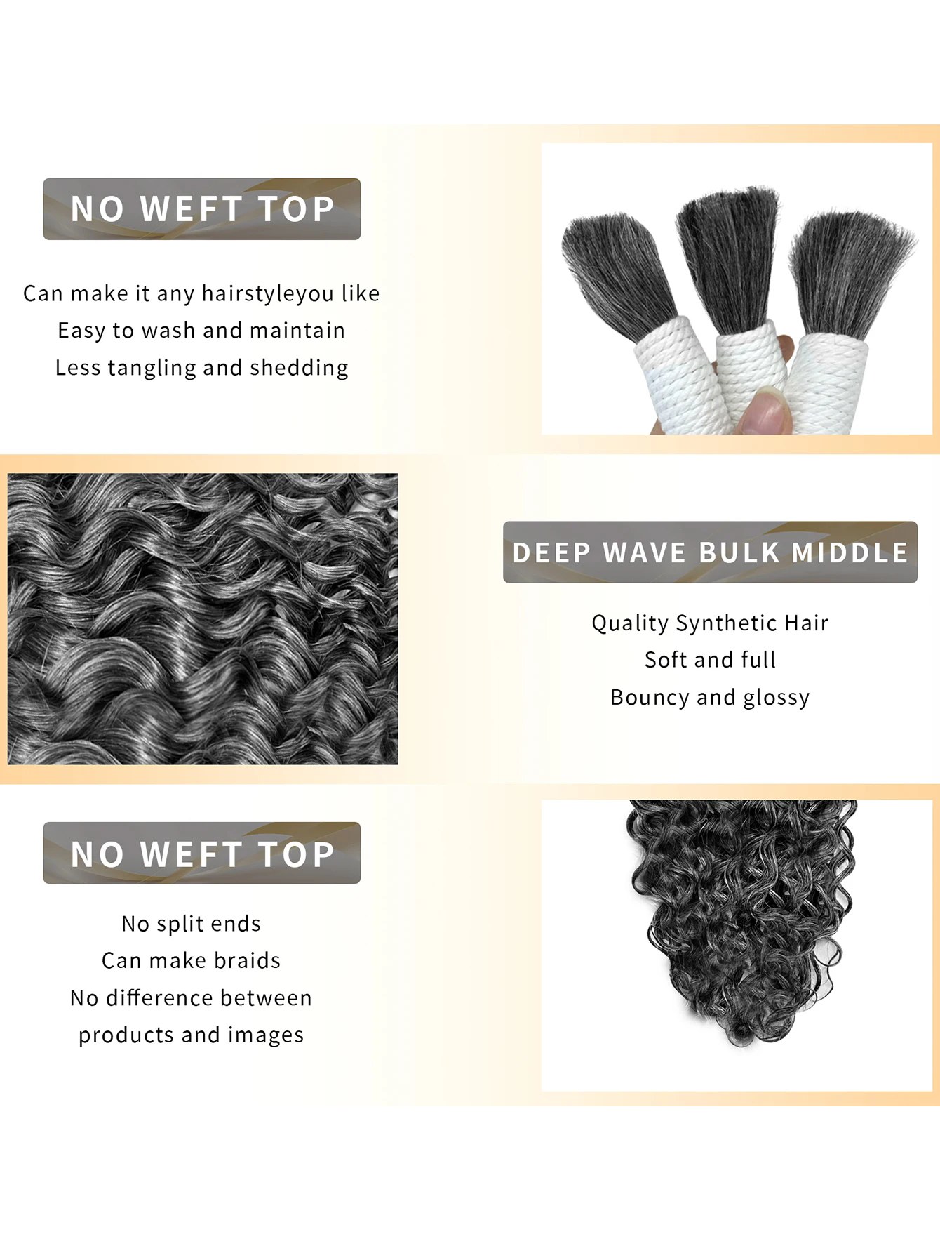 Grey Deep Wave Bulk Human Hair for Braiding 1 Bundles No Weft Salt Pepper colour Gray Curly salt and peper raw Hair Extensions for Braids DIVA25