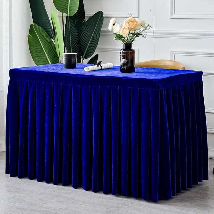 Conference, Exhibition and Celebration Solid Color Golden Velvet Tablecloth