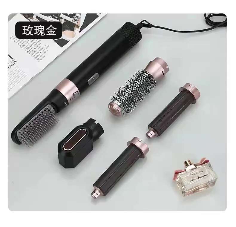 Multi-functional 5-in-1 hot air blow curg iron straightening comb hair dryer