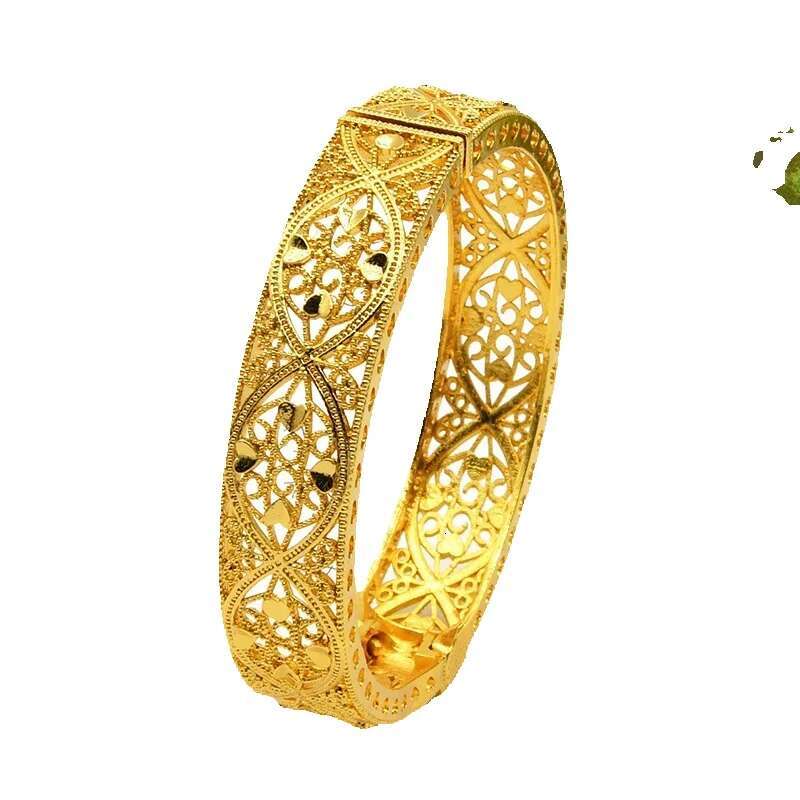 Dubai 24k Gold Plated Bangles Luxury Indian Bangle African Women Hard Bracelets Charm Wedding Ethiopian Arabic Hand Jewelry