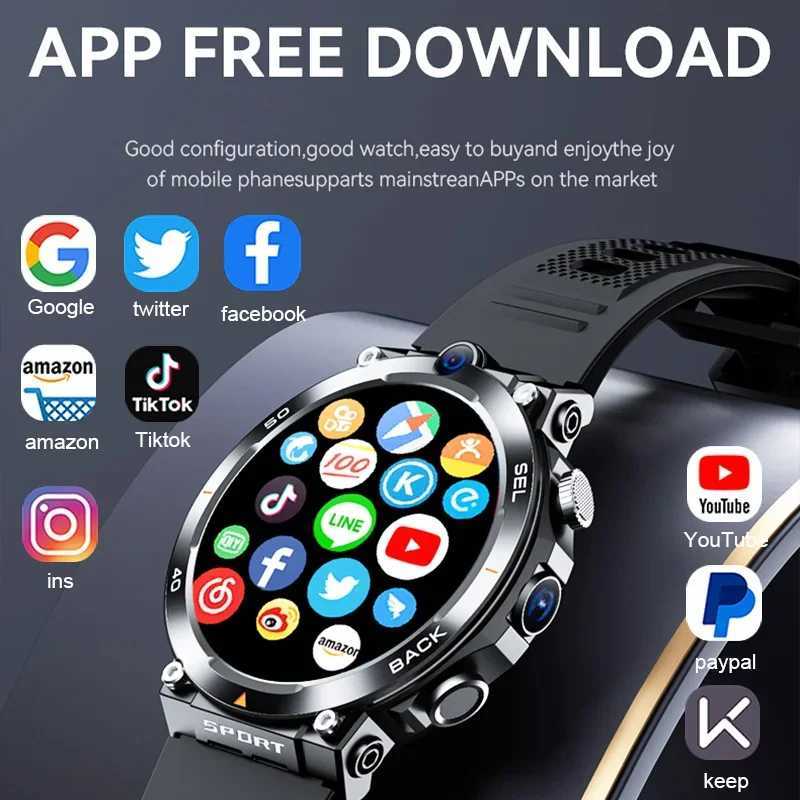 1.39-inch 4G Network SIM Card Smart Watch Dual Camera GPS Wifi NFC Rugged 64G-ROM Google Play IP67 Android Men Women SmartwatchXJ250108