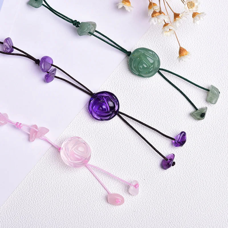 The Emotional Healing Anklet women Amethyst Powder Crystal Dongling Jade Jewelry Stone Foot Decoration 250107
