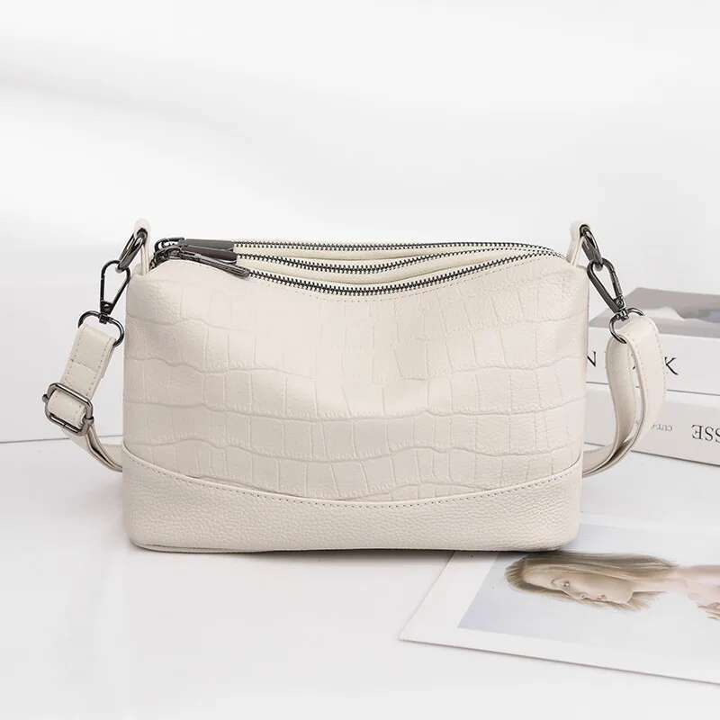 Genuine Three Compartment Large Capacity for Women 2023 Versatile Soft Shoulder Crossbody Bag Cow Leather