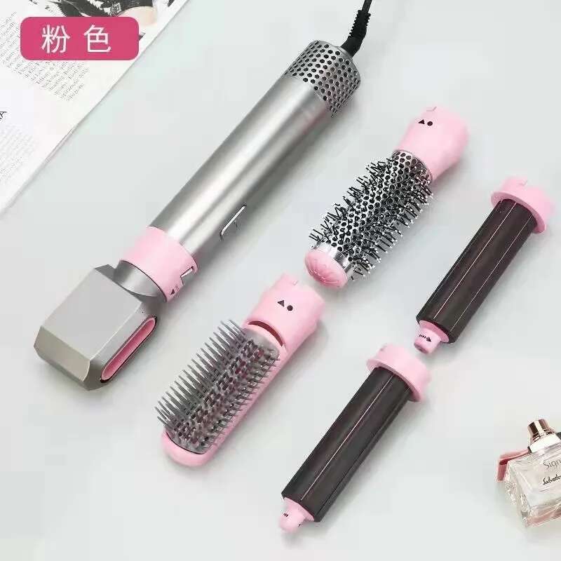 Multi-functional 5-in-1 hot air blow curg iron straightening comb hair dryer
